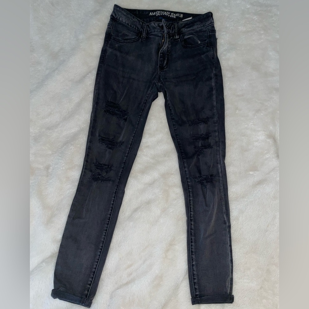 Blacked ripped jeans American Eagle